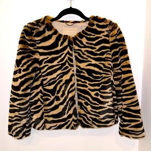 Banana Republic tiger stripe faux fur jacket